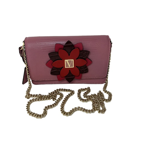 Victoria's Secret Mini Shoulder Bag Pink‎ with Floral Accent - Picture 1 of 9